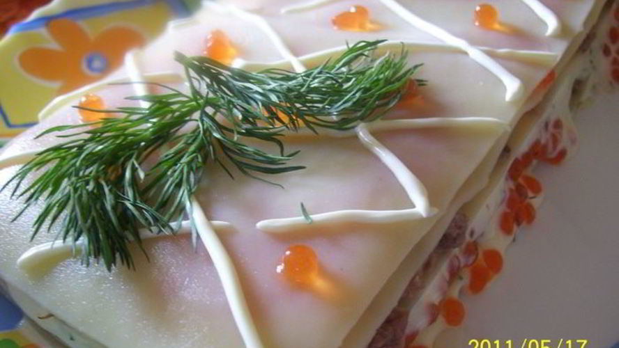 Рецепт холодной рыбной лазанья