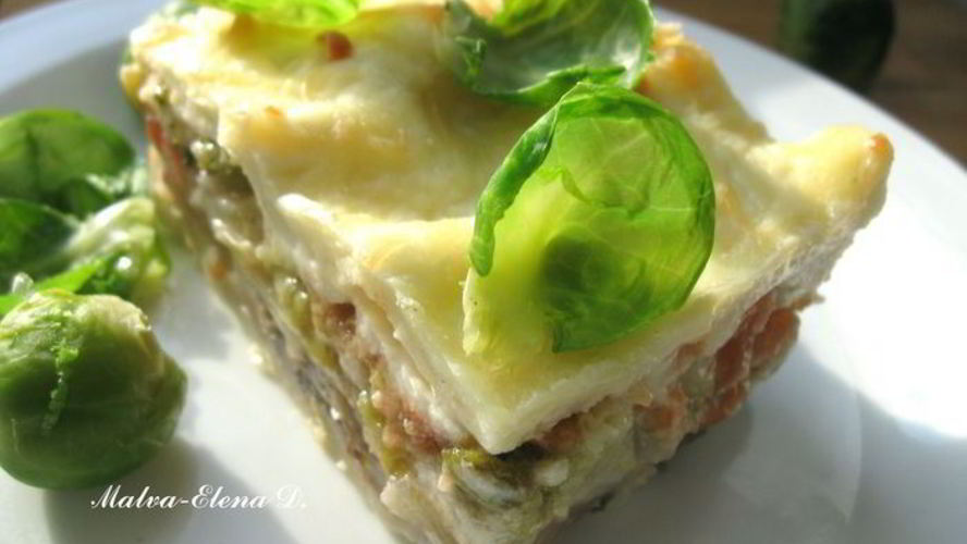 Рецепт лазаний с брокколи, брюссельской капустой и грибами для гарфилда