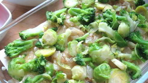 лазанья с брокколи, брюссельской капустой и грибами для гарфилда