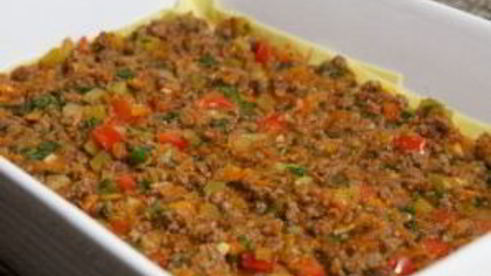 лазанья с фаршем и овощами