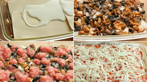 лазанья с грибами