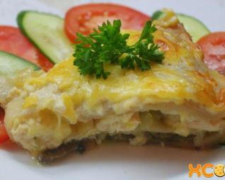 Лазанья с курицей и шампиньонами