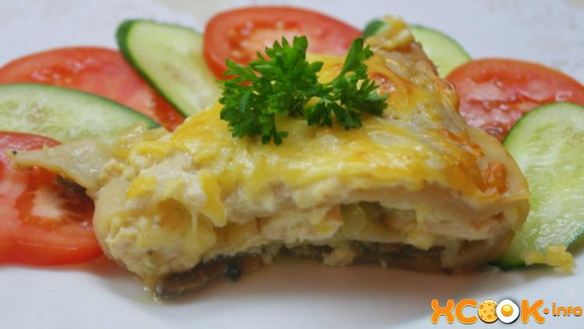 Рецепт Лазаний с курицей и шампиньонами