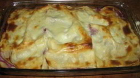 лазанья с творогом и ягодами