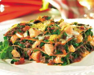 Лазанья со шпинатом и семгой