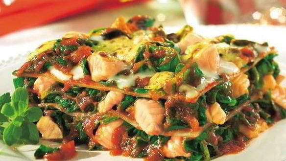 Рецепт Лазаний со шпинатом и семгой