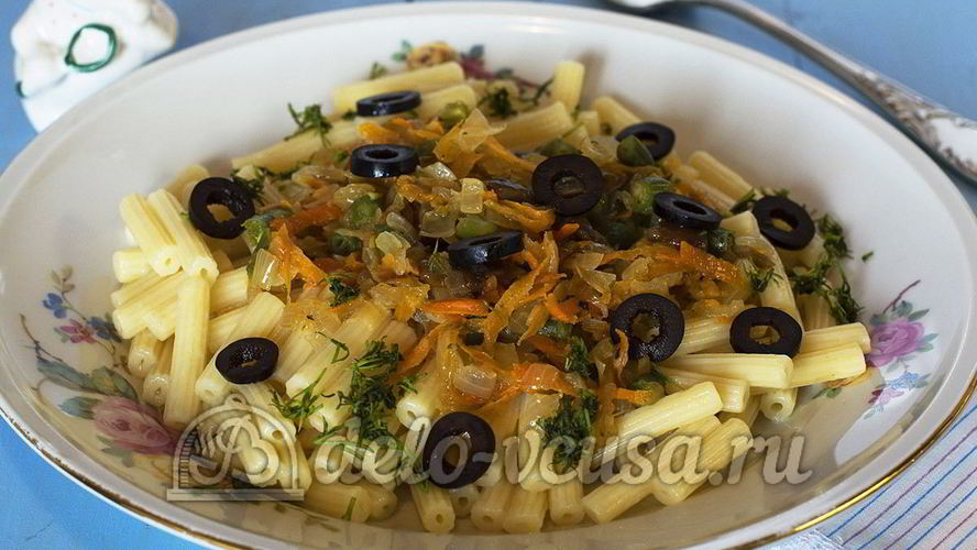 Рецепт макарон с овощами и грибами