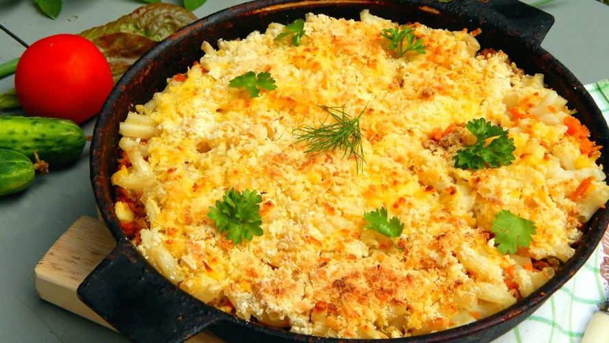 Рецепт макарон с сыром и фаршем в духовке