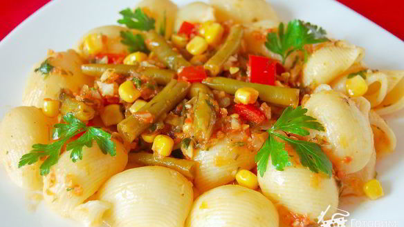 Рецепт Макарон со стручковой фасолью и кукурузой