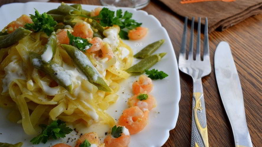 Рецепт пасты альфредо со стручкового фасолью