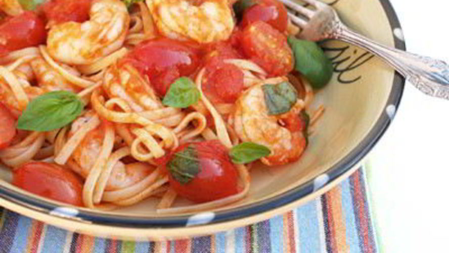 Рецепт пасты с креветками, помидорами и базиликом