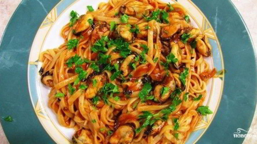 Рецепт пасты с мидиями в томатном соусе