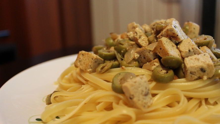 Рецепт пасты с тофу и оливками