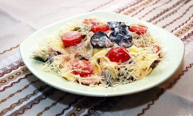 Паста с вешенками