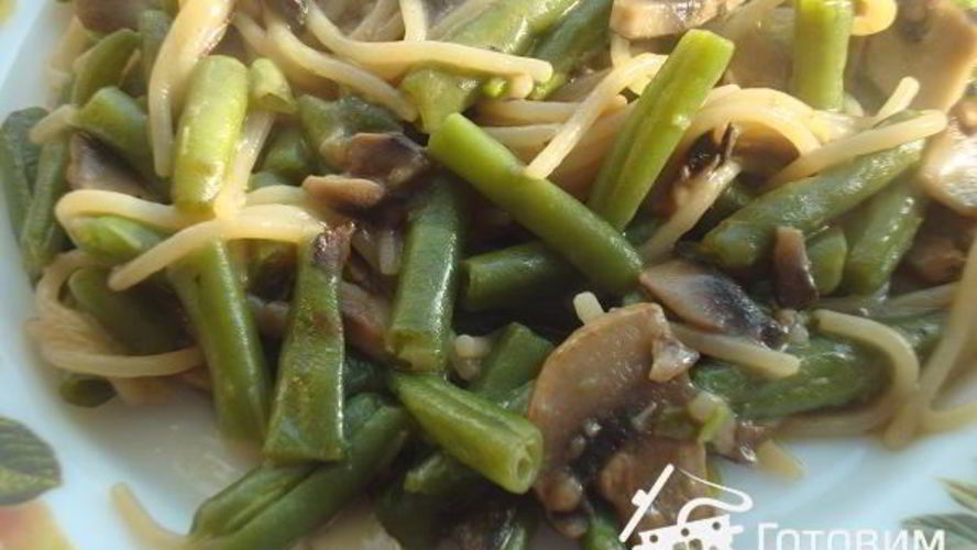 Рецепт спагетти с фасолью и грибами