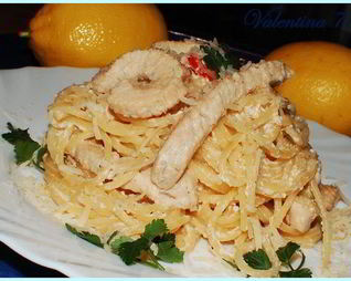 Спагетти с индюшкой и лимоном