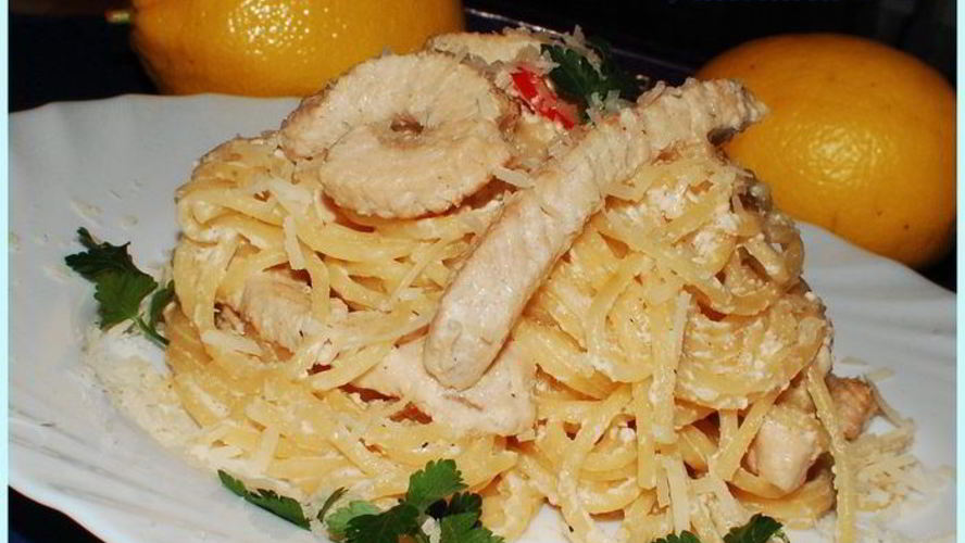 Рецепт спагетти с индюшкой и лимоном