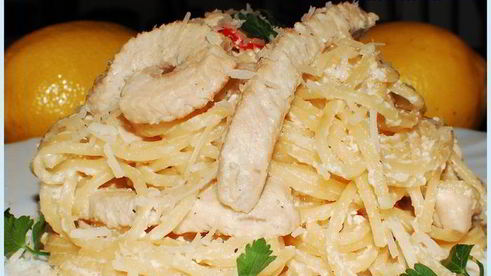 спагетти с индюшкой и лимоном