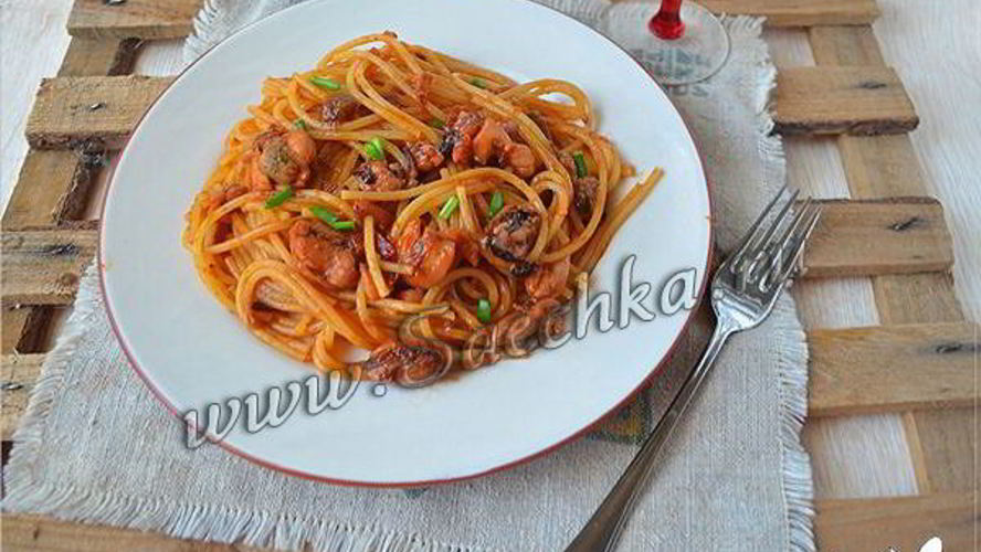 Рецепт спагетти с морепродуктами