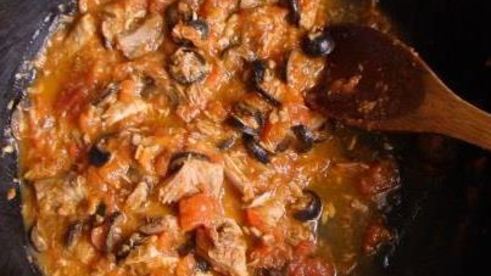 спагетти с оливками