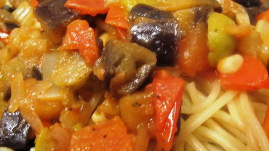 Рецепт спагетти с сицилийской капонатой