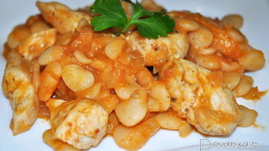 Рецепт куриной грудки с фасолью