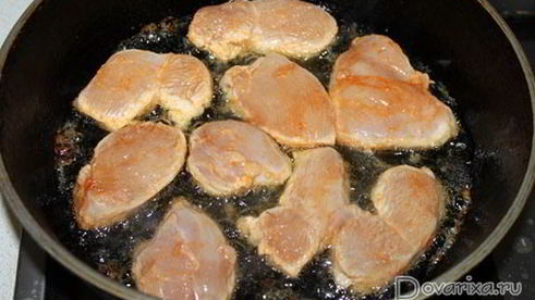 куриная грудка, жаренная кусочками