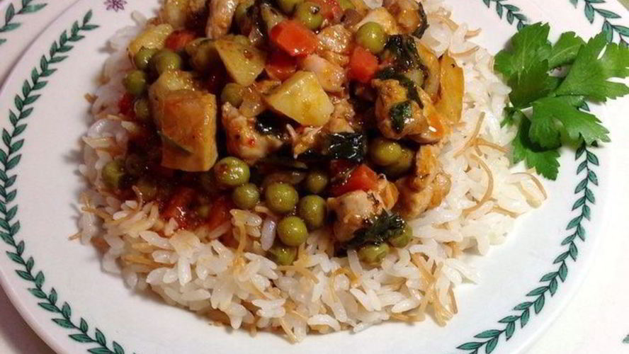 Рецепт курицы с зеленым горошком и овощами