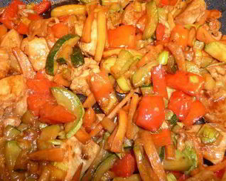 Курица терияки с овощами