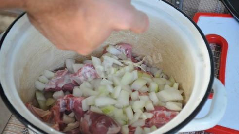 мясо баранины на костре