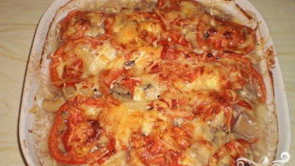 Рецепт Мяса с грибами и помидорами