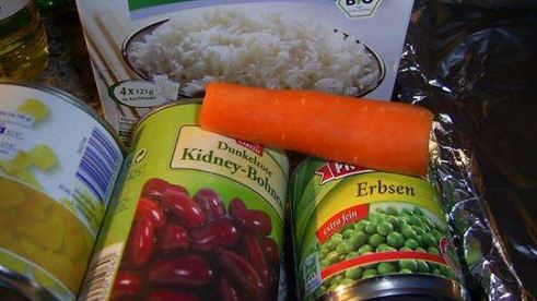 свинина с рисом и кукурузой