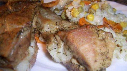 свинина с рисом и кукурузой