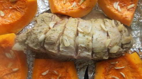 свинина с тимьяном и тыквой