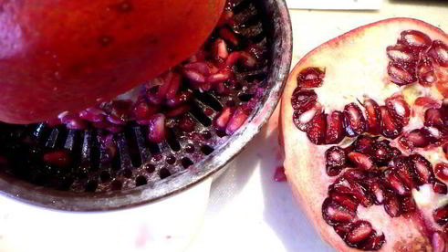 утиная грудка c гранатом, яблоками и каштановым пюре