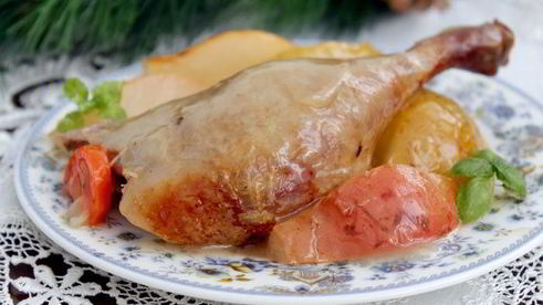запеченая утка с пьяной грушей