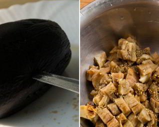 Баклажаны с фаршем в беконе