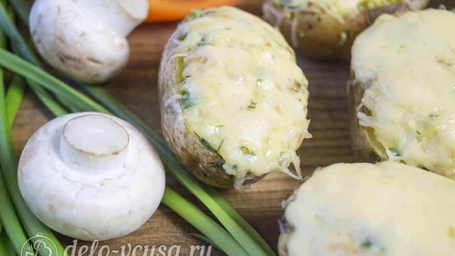 Рецепт фаршированного картофеля с грибами и курицей