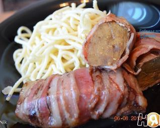 Говяжья печень в беконе