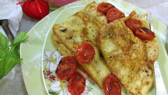 Рецепт Креспелле с печенью, нутом и помидорами черри