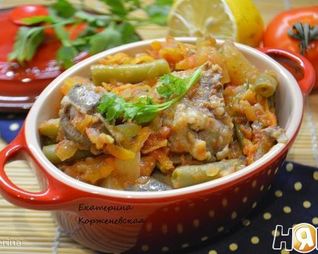 Куриная печень с овощами в кисло-сладком соусе