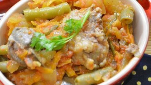 куриная печень с овощами в кисло-сладком соусе