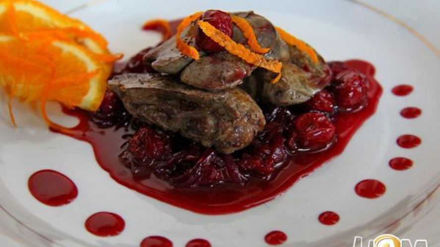 Рецепт куриной печени с вишневым соусом
