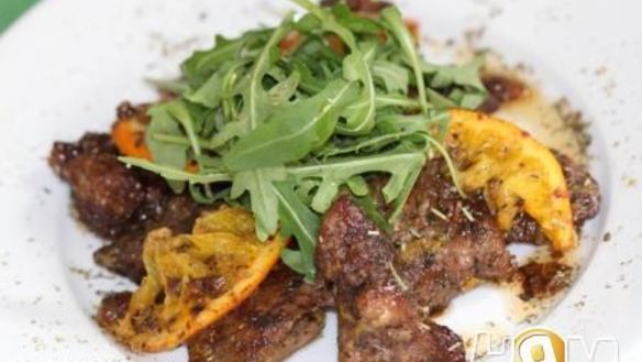 Рецепт Куриной печени тушеной по-итальянски с апельсином