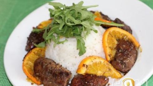 куриная печень тушеная по-итальянски с апельсином