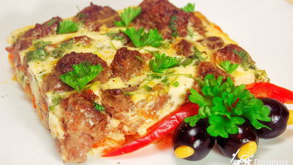 Рецепт Куриной печенки в омлете