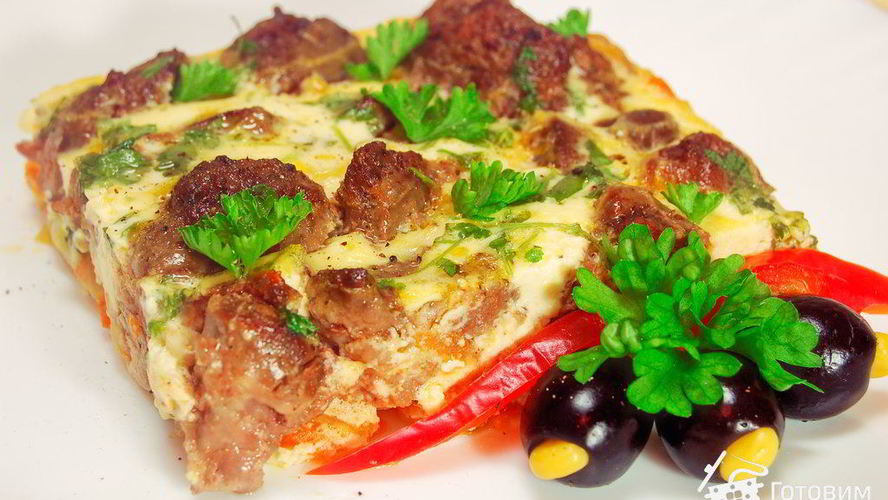 Рецепт куриной печенки в омлете