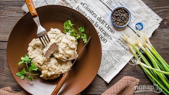 Рецепт Печени говяжья в сметане