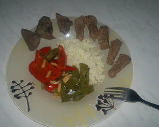 Печень индейки с филе говядины и рисом басмати