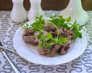 Печень куриная, отварная